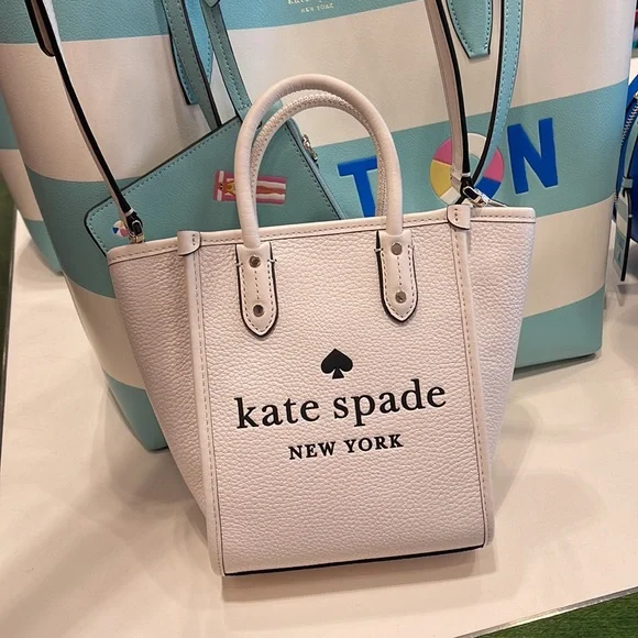 Kate Spade New York Ella Mini Tote Crossbody Pebbled Leather Parchment - Picture 8 of 16